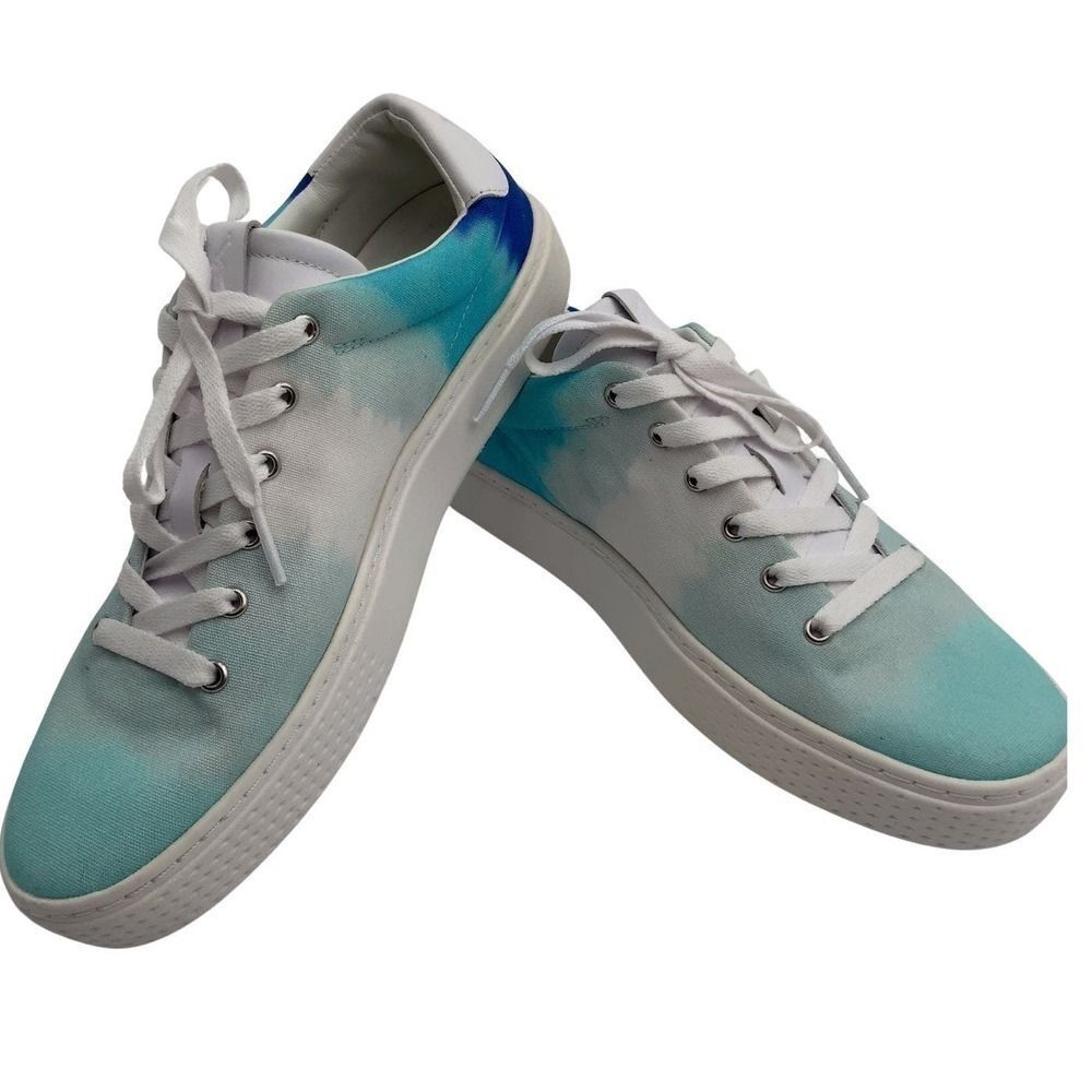 Polo Ralph Lauren‎ Court125 Tie Dye Turquoise Royal Aqua Canvas Shoes Wm's Sz 7